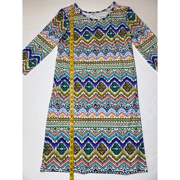 Jean Pierre Klifa Womens Daphne Knee Length Shift Dress Size M Resort 3/4 Sleeve - Picture 3 of 6